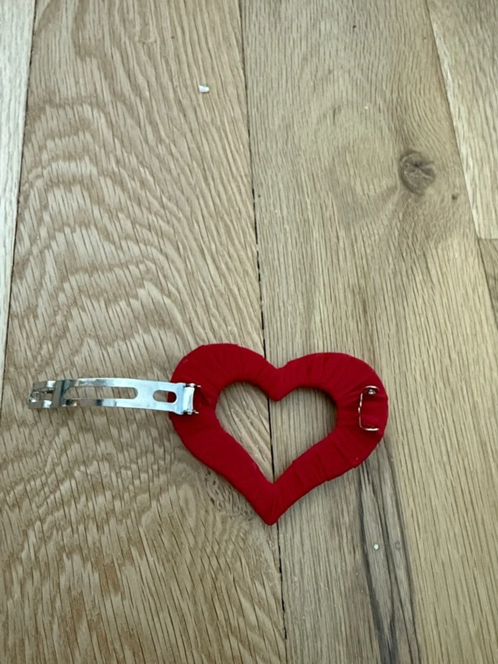 Red Heart Fabric Hair Clip